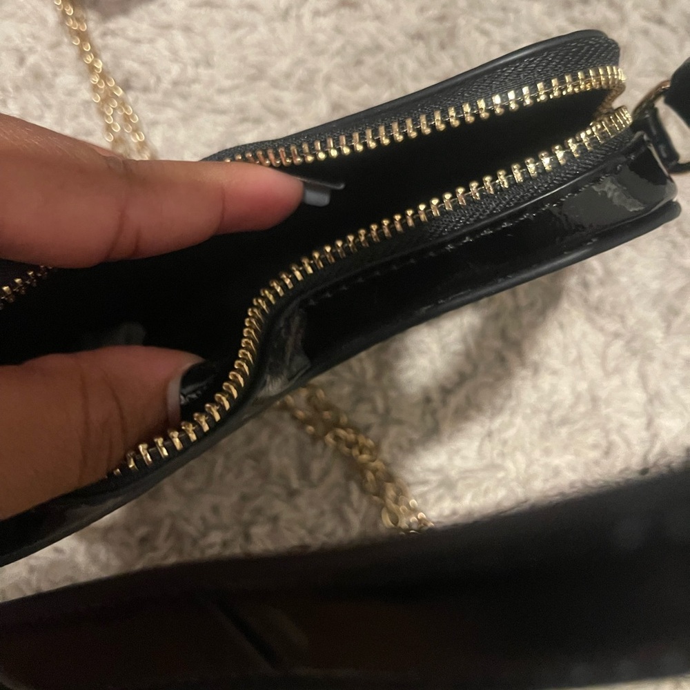 Rainbow Black Patent Leather Crossbody with Gold Chain